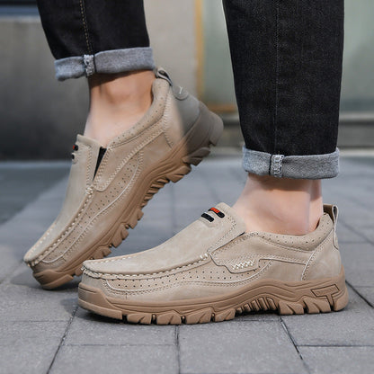 Men's Non-slip Walking Leather Lightweight Breathable Casual Loafers