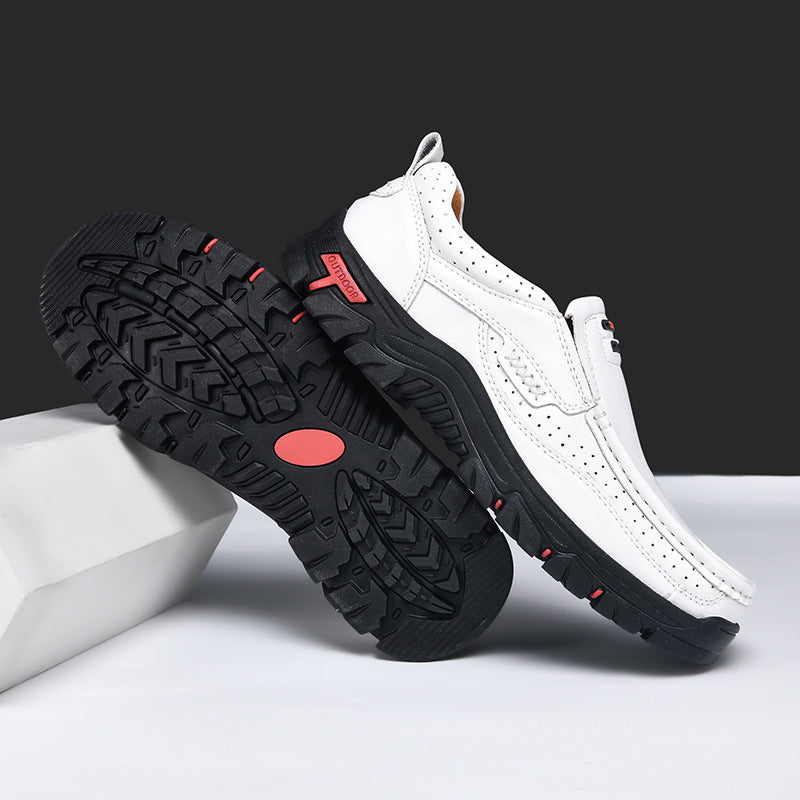 Men's Non-slip Walking Leather Lightweight Breathable Casual Loafers