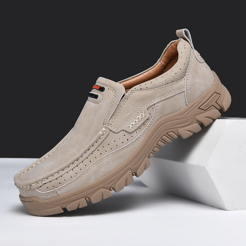 Men's Non-slip Walking Leather Lightweight Breathable Casual Loafers