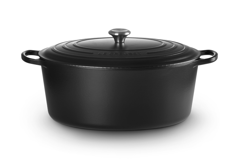 Cast Iron Oval Casserole with Black Interior