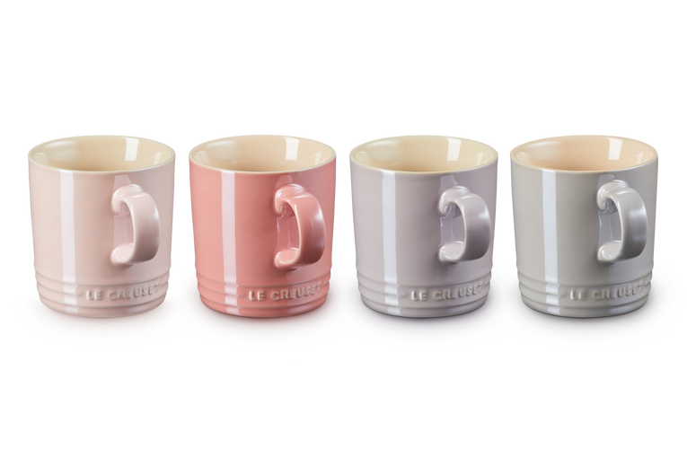Stoneware Metallics Set of 4 Mugs Pastel