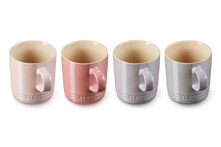 Stoneware Metallics Set of 4 Mugs Pastel