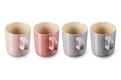 Stoneware Metallics Set of 4 Mugs Pastel