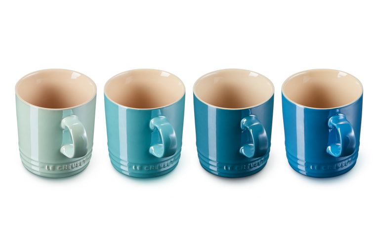 Stoneware Metallics Set of 4 Mugs Blue
