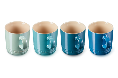 Stoneware Metallics Set of 4 Mugs Blue