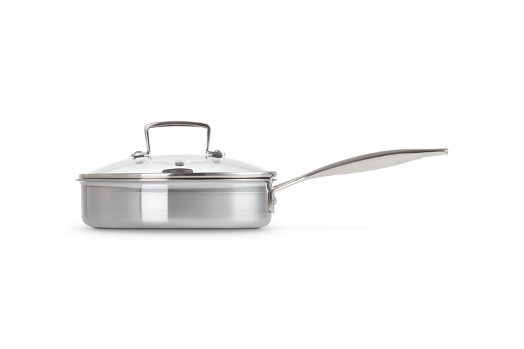 3-ply Stainless Steel Uncoated Saute Pan with Poaching Insert