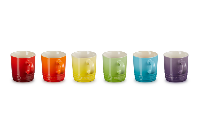 Stoneware Rainbow Set of 6 Espresso Mugs