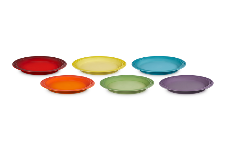 Stoneware Rainbow Set of 6 Dinner Plates