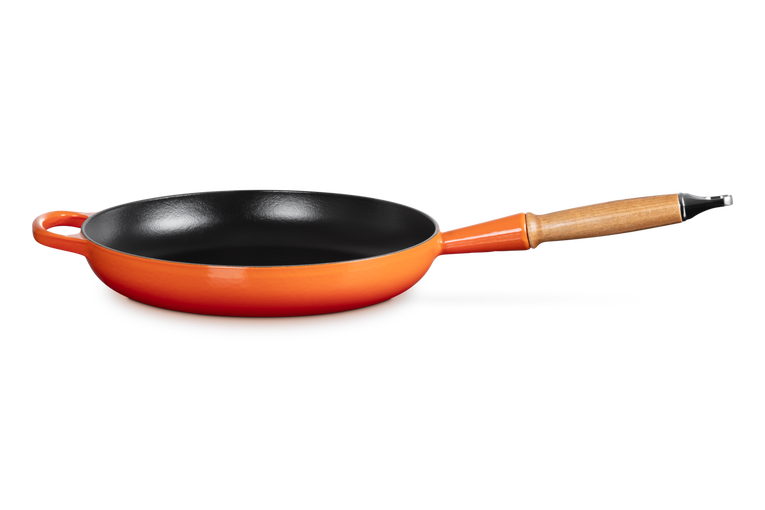 Cast Iron Frying Pan with Wooden Handle