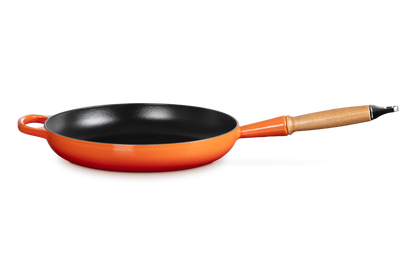 Cast Iron Frying Pan with Wooden Handle
