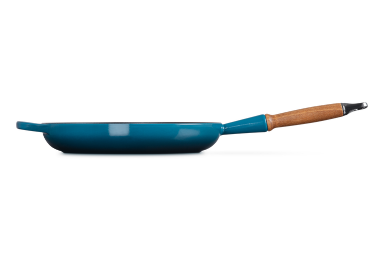 Cast Iron Frying Pan with Wooden Handle