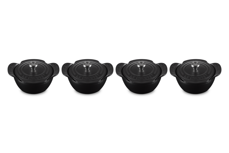 Cast Iron Gourmand Set of 4 Mini Casseroles with Lids