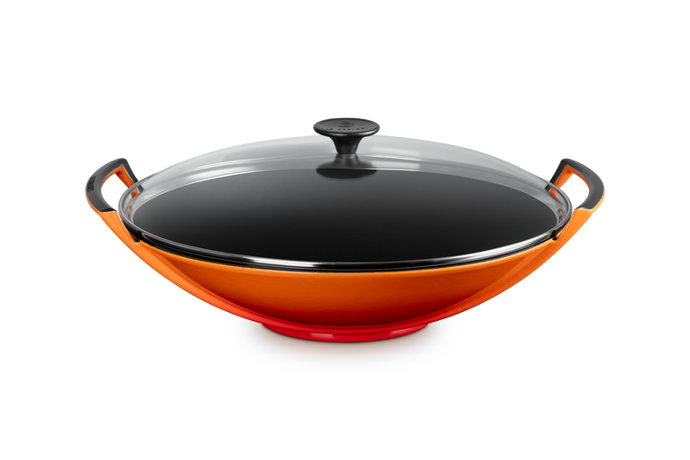 Cast Iron Wok with Glass Lid