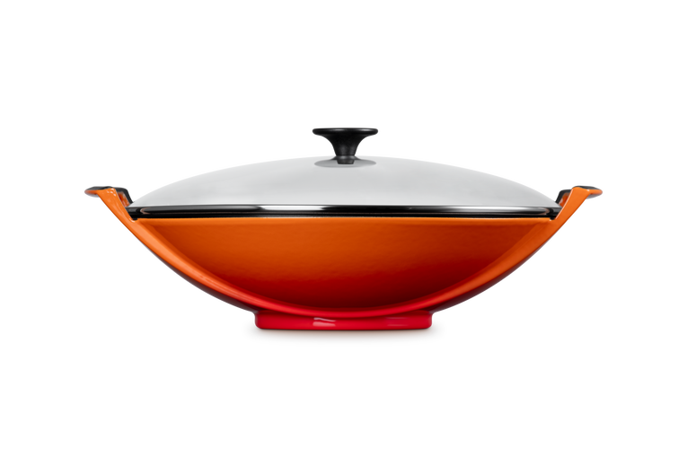 Cast Iron Wok with Glass Lid