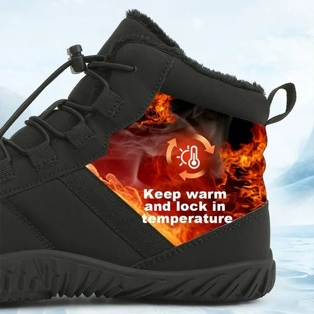 Men's Warm Fleece Barefoot Boots Wide Toe Orthopedic Support Snow Boots Waterproof Non-Slip Winter Boots