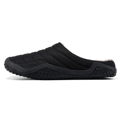 (Limited Time Sale 49%off)Men slippers home winter indoor warm plush shoes thick bottom waterproof leather house slippers cotton shoes