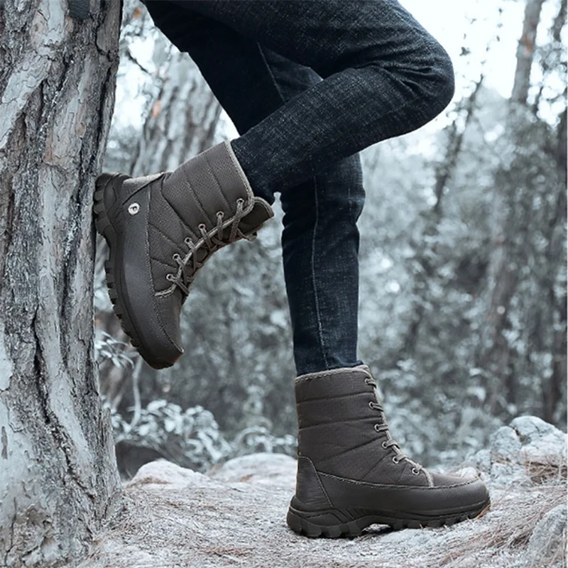 (Limited Time 70% Discount Event) Men's 2024 Winter New Ankle Support Wide Toe Snow Boots Orthopedic Arch Support Warm Anti-puncture Waterproof Non-slip Hiking Boots