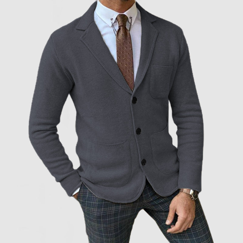 CLEARANCE SALE Men's Elegant Lapel Long Sleeve Knit Jacket
