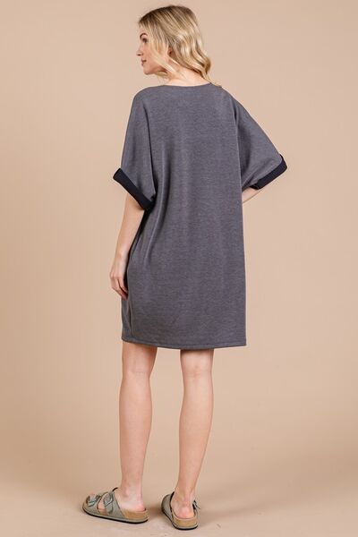 Ces Femme V-Neck Half Sleeve Dress