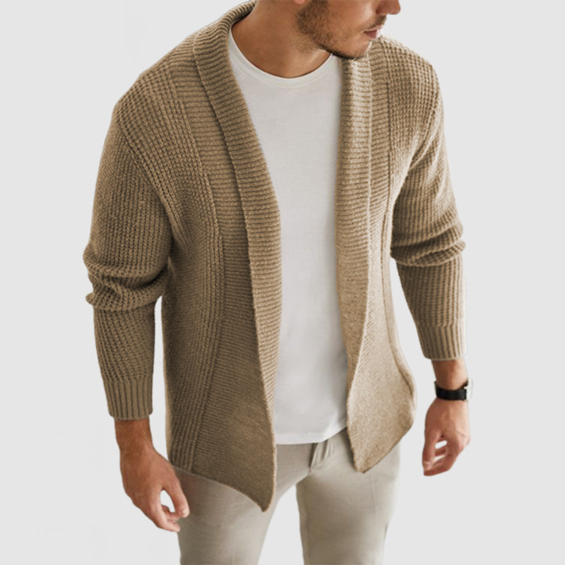 Men's Classic Casual Lapel Long Sleeve Cashmere Knit Cardigan
